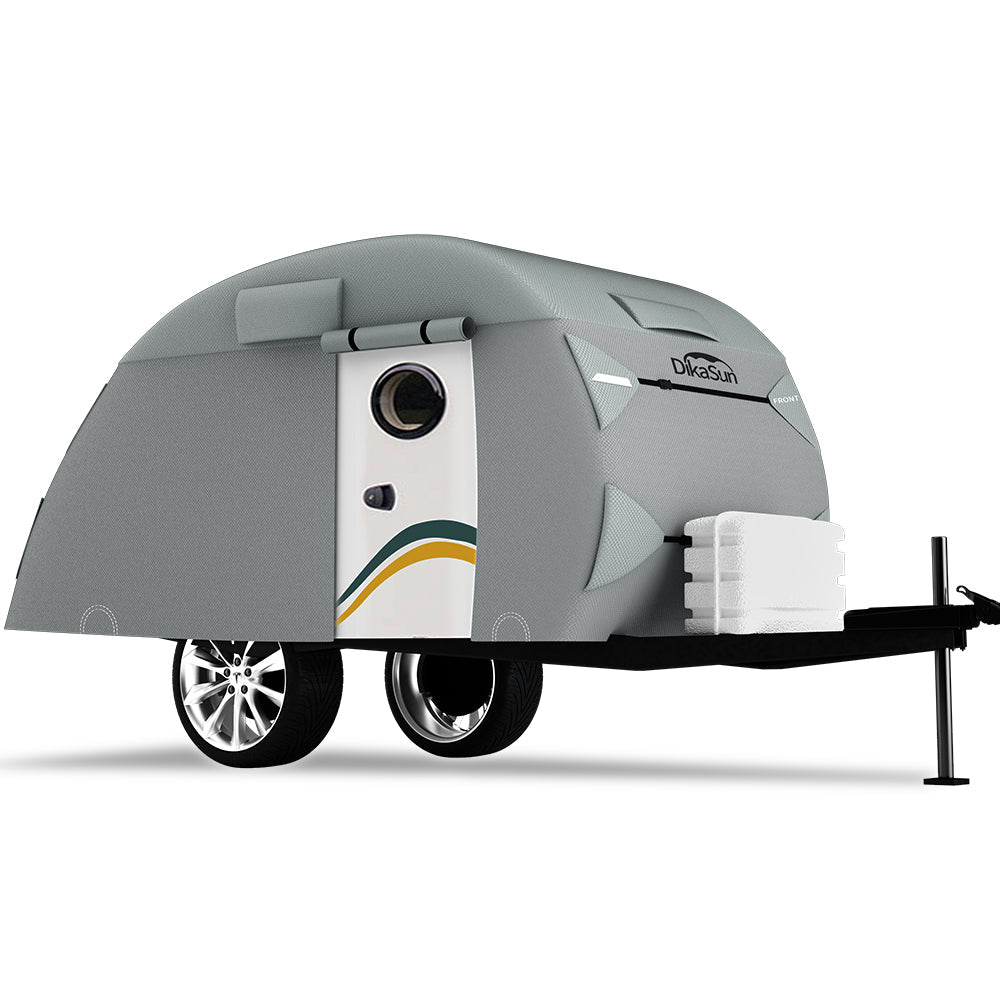 Teardrop trailer cover by Dikasun Outdoor gray 7-layer waterproof camper cover for RV storage on Tampa Home & Garden Store