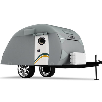 Teardrop trailer cover by Dikasun Outdoor gray 7-layer waterproof camper cover for RV storage on Tampa Home & Garden Store