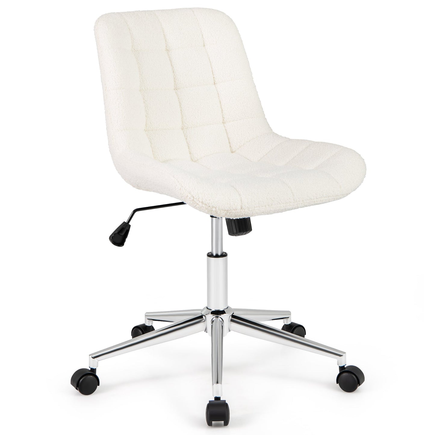 Sillón de oficina sin brazos de forro polar Teddy para tocador de maquillaje - Blanco