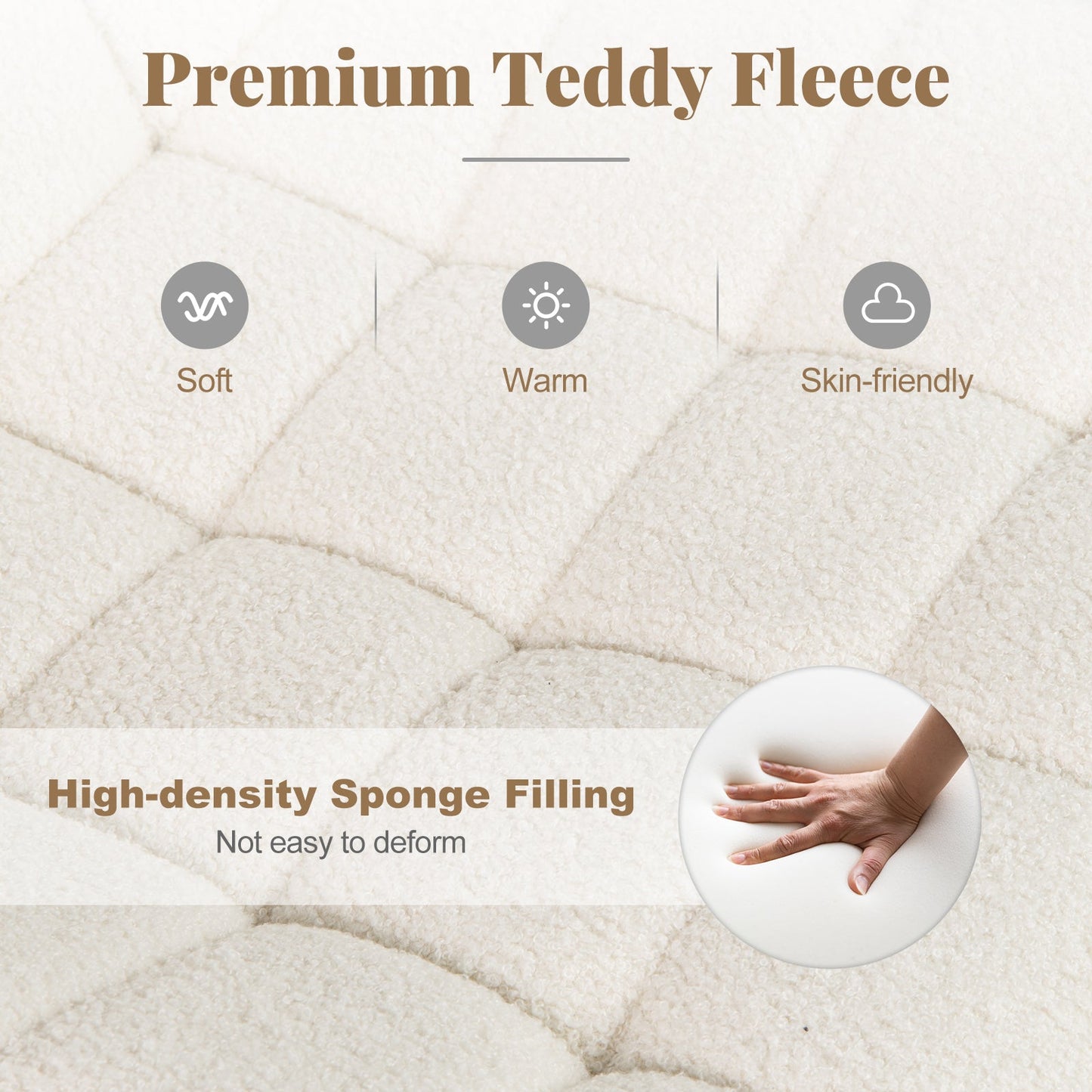 Sillón de oficina sin brazos de forro polar Teddy para tocador de maquillaje - Blanco