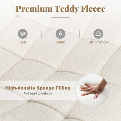 Sillón de oficina sin brazos de forro polar Teddy para tocador de maquillaje - Blanco