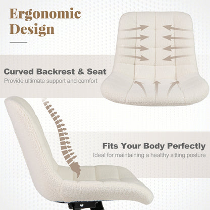 Sillón de oficina sin brazos de forro polar Teddy para tocador de maquillaje - Blanco