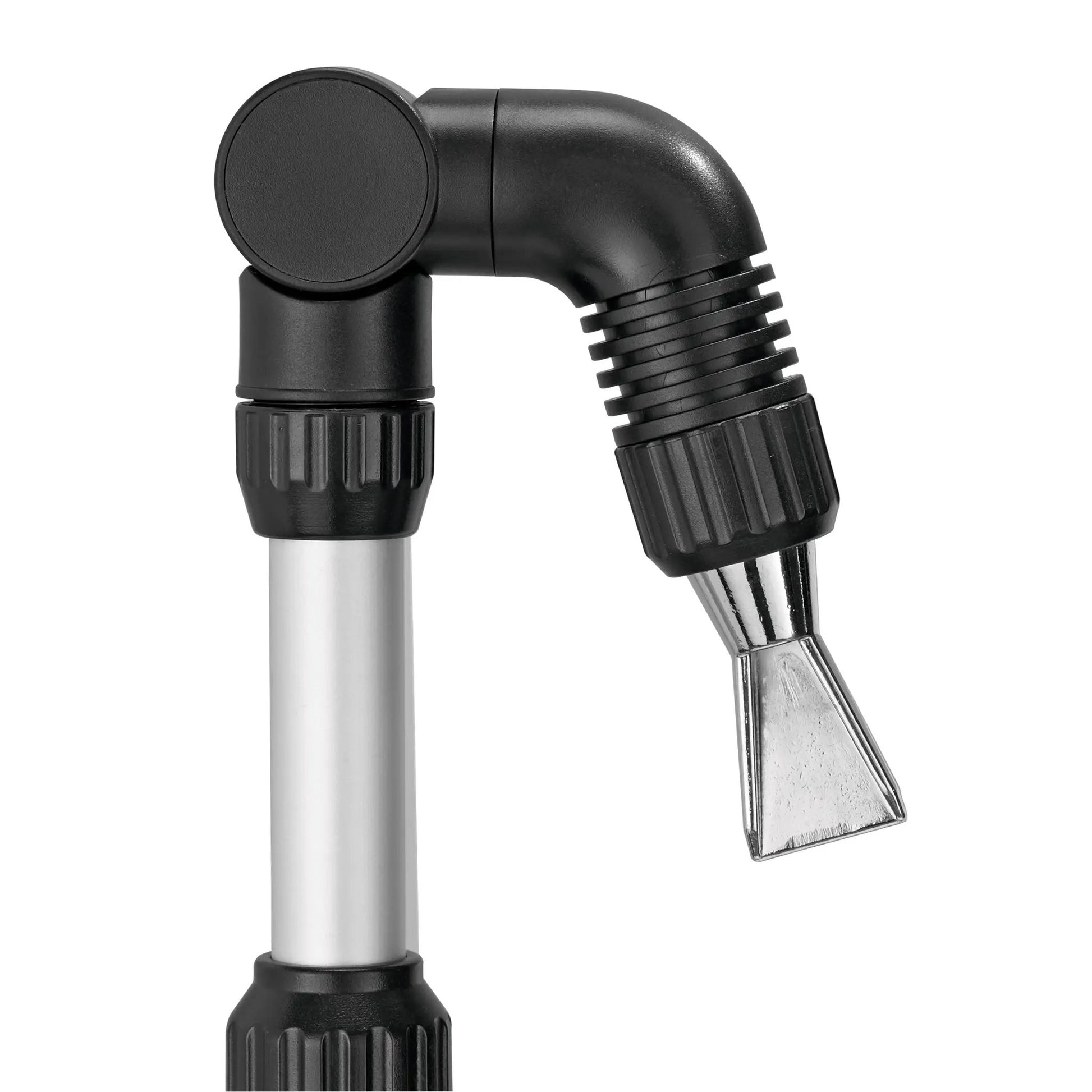 Telescoping Gutter Cleaning Wand with 180 Nozzle, black elbow joint and metal shaft on Tampa Home & Garden Store