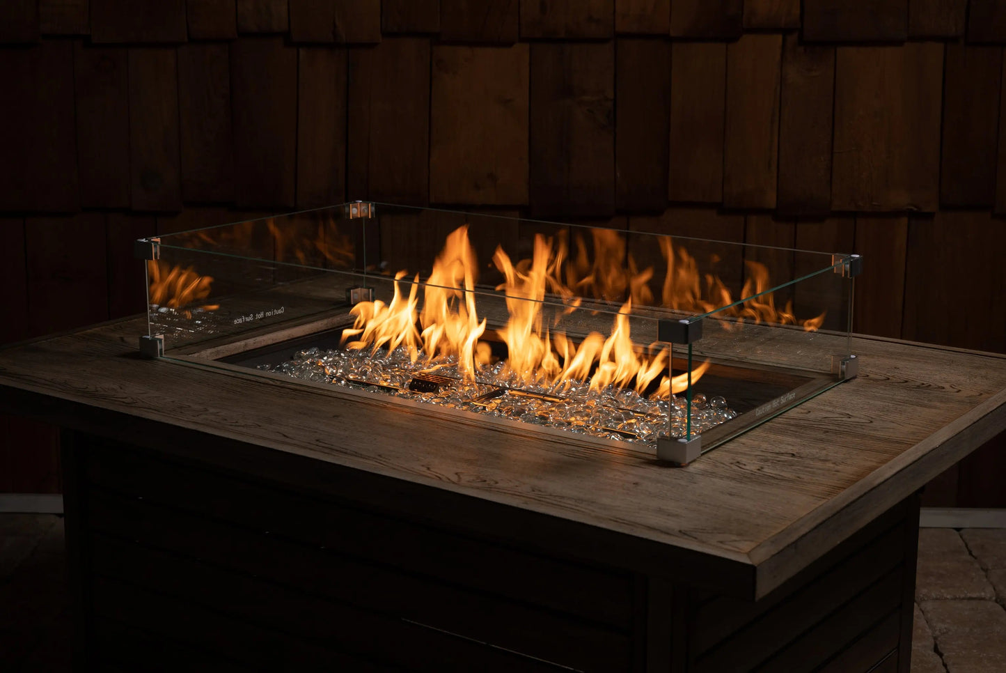 Tempered glass wind guard for rectangular LPG fire pit by Fire Sense/Balkene Home on Tampa Home & Garden Store