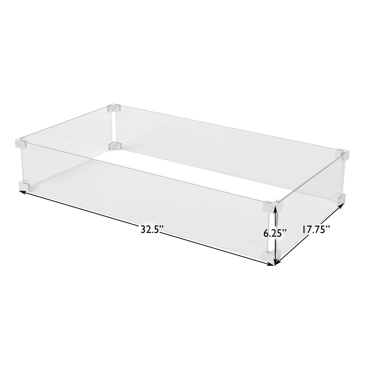 Tempered glass wind guard for rectangle LPG fire pits by Fire Sense, clear panels with brackets on Tampa Home & Garden Store