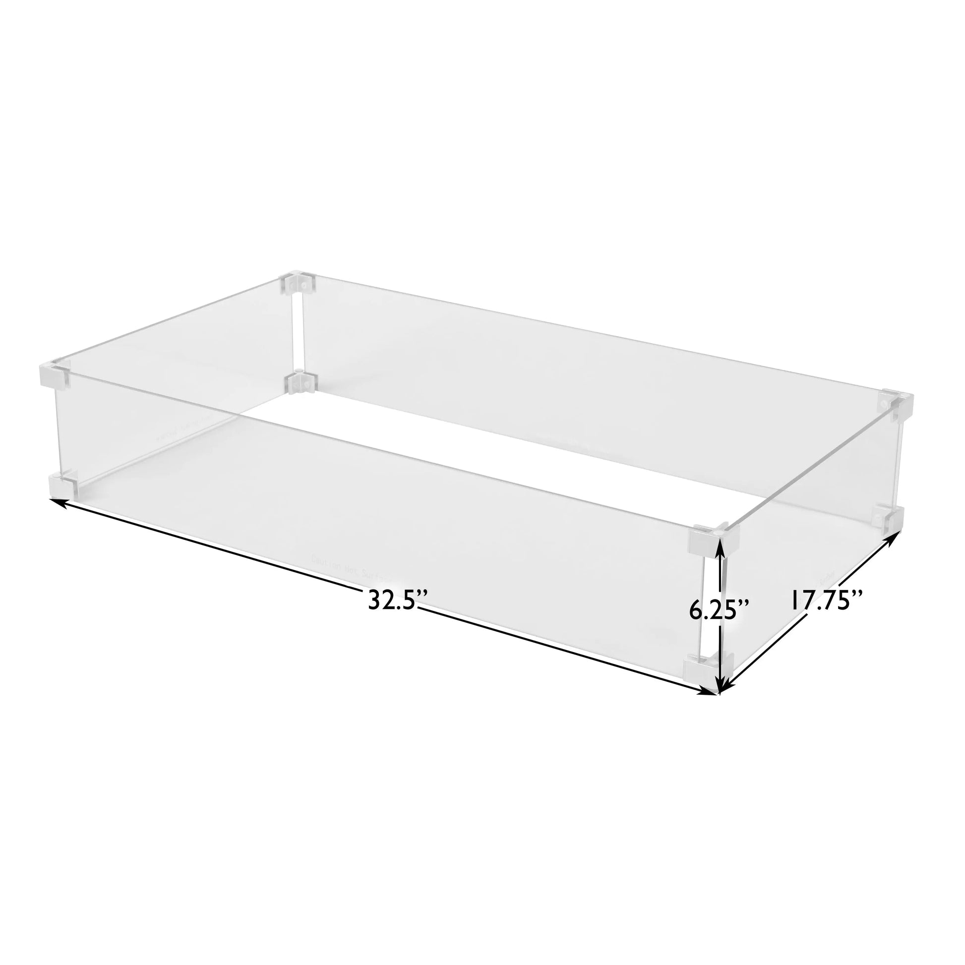 Tempered glass wind guard for rectangle LPG fire pits by Fire Sense, clear panels with brackets on Tampa Home & Garden Store