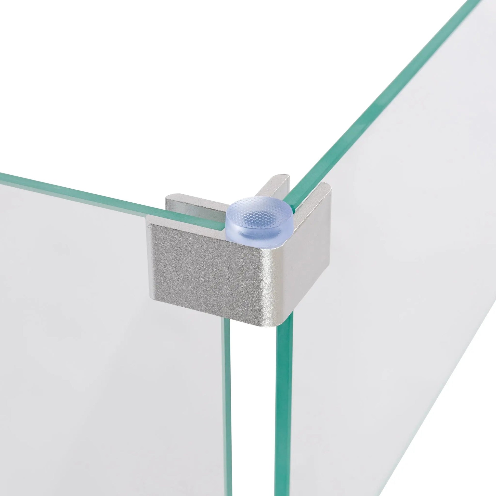 Tempered glass wind guard for square LPG pits; clear panel with green edge and bracket on Tampa Home & Garden Store