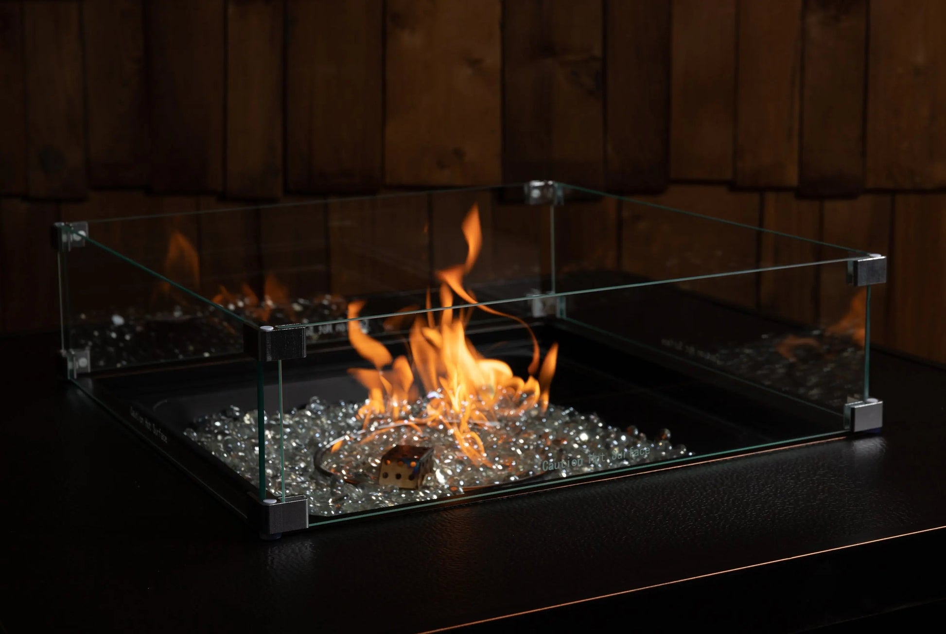 Tempered glass wind guard for square LPG fire pit with metal posts Fire Sense/Balkene Home on Tampa Home & Garden Store