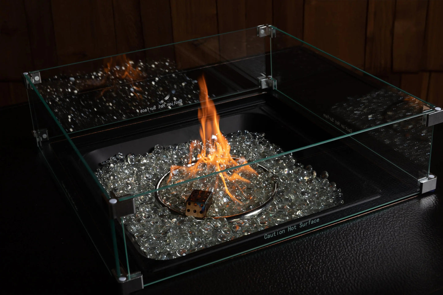 Tempered glass wind guard for square LPG fire pit Fire Sense/Balkene Home on Tampa Home & Garden Store