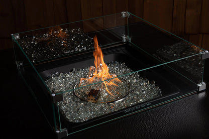 Tempered glass wind guard for square LPG fire pit Fire Sense/Balkene Home on Tampa Home & Garden Store