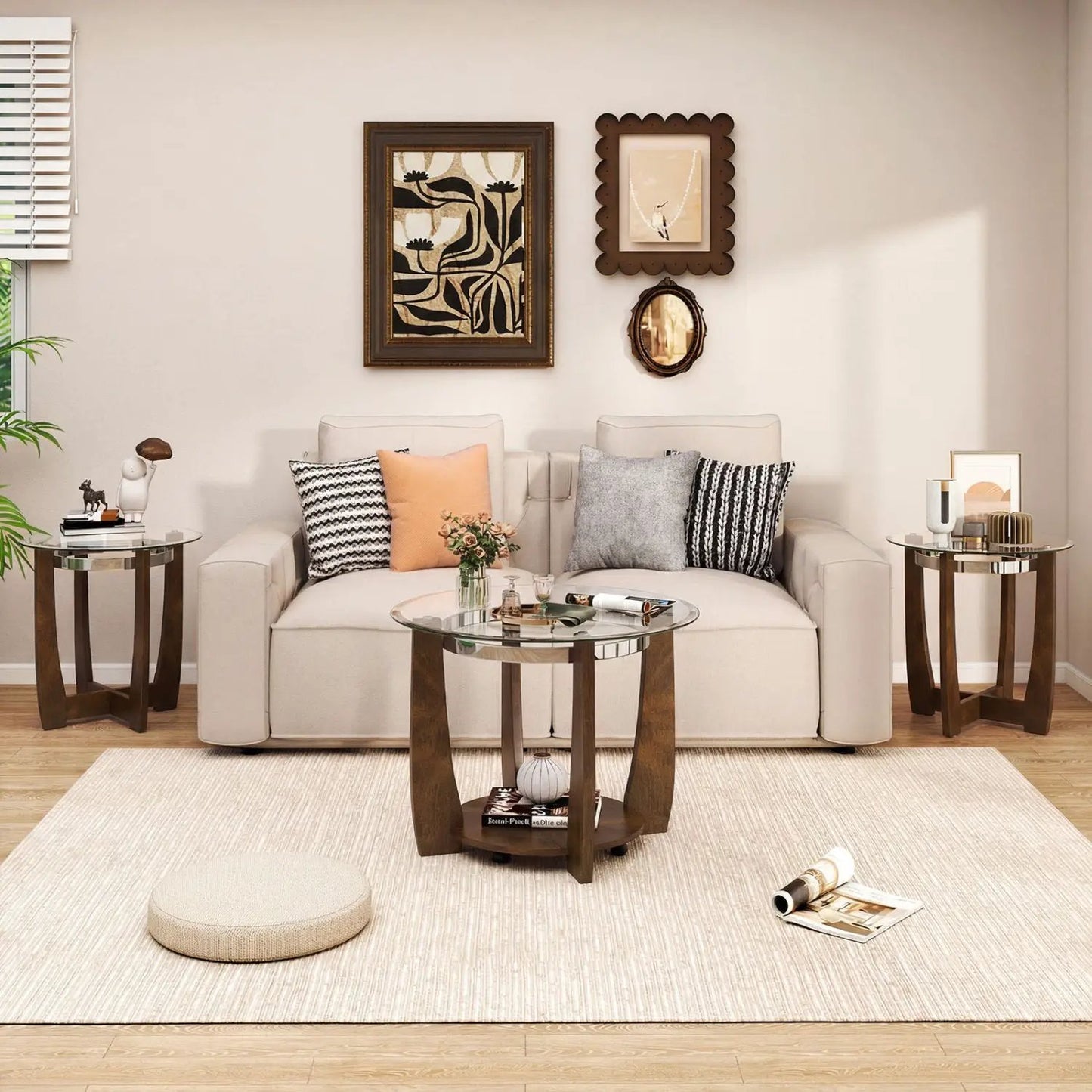 Tempered Glass Coffee Table Set for Living Room 3