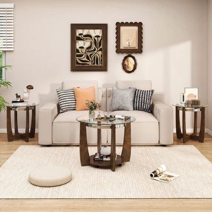 Tempered Glass Coffee Table Set for Living Room 3