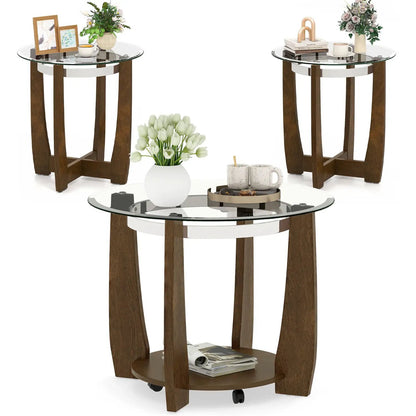 Tempered Glass Coffee Table Set for Living Room 3