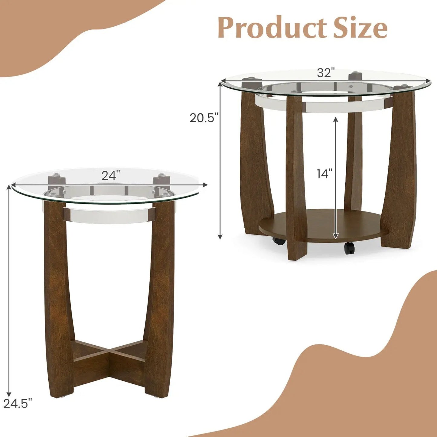 Tempered Glass Coffee Table Set for Living Room 3