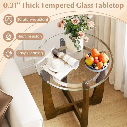 Tempered Glass Coffee Table Set for Living Room 3