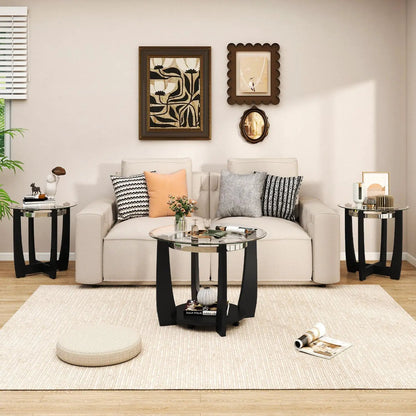 Tempered Glass Coffee Table Set for Living Room 3