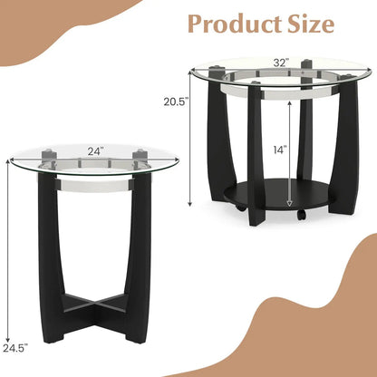 Tempered Glass Coffee Table Set for Living Room 3