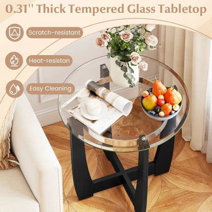 Tempered Glass Coffee Table Set for Living Room 3