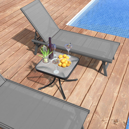 Tempered Glass Top Patio Table with Heavy-duty Metal Frame for Garden Poolside-Black - Tampa Home & Garden Store