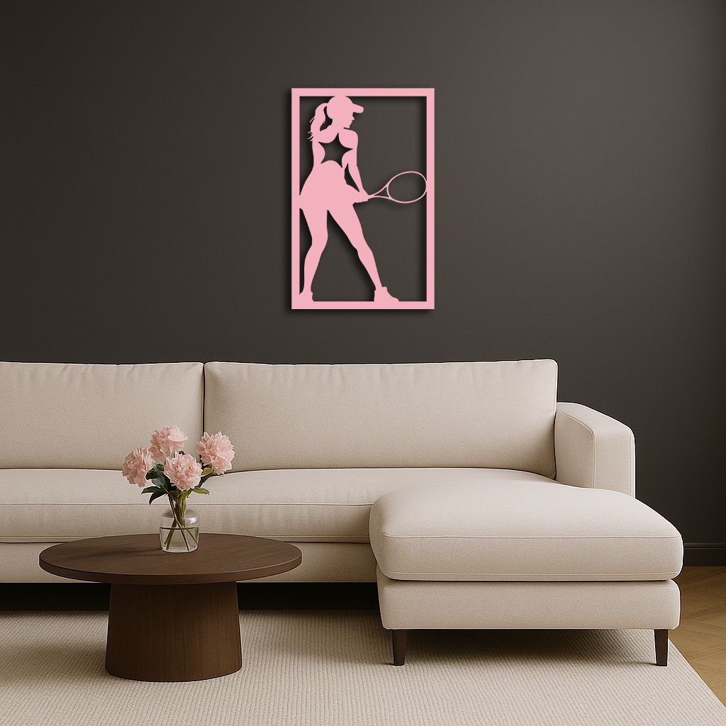 Tennis Player Silhouette Metal Wall Art – Pink Modern Sports Décor - KAFGP185 - Tampa Home & Garden Store