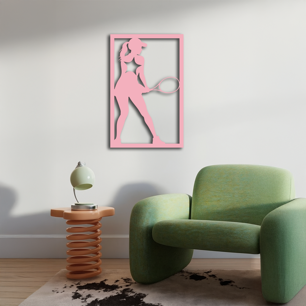 Tennis Player Silhouette Metal Wall Art – Pink Modern Sports Décor - KAFGP185 - Tampa Home & Garden Store