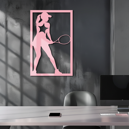 Tennis Player Silhouette Metal Wall Art – Pink Modern Sports Décor - KAFGP185 - Tampa Home & Garden Store