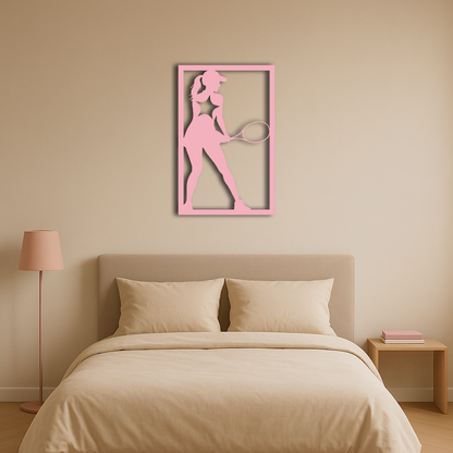 Tennis Player Silhouette Metal Wall Art – Pink Modern Sports Décor - KAFGP185 - Tampa Home & Garden Store