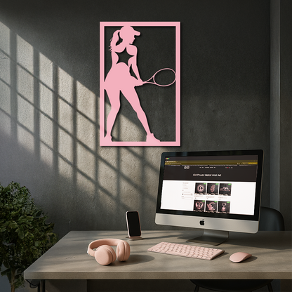 Tennis Player Silhouette Metal Wall Art – Pink Modern Sports Décor - KAFGP185 - Tampa Home & Garden Store