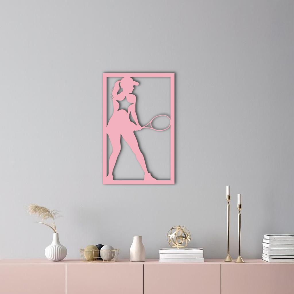 Tennis Player Silhouette Metal Wall Art – Pink Modern Sports Décor - KAFGP185 - Tampa Home & Garden Store
