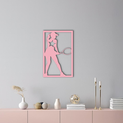 Tennis Player Silhouette Metal Wall Art – Pink Modern Sports Décor - KAFGP185 - Tampa Home & Garden Store