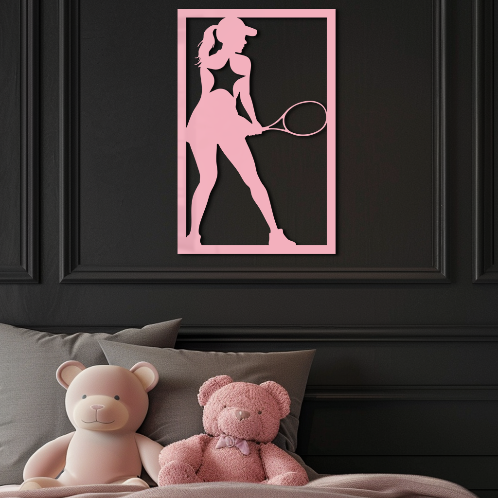 Tennis Player Silhouette Metal Wall Art – Pink Modern Sports Décor - KAFGP185 - Tampa Home & Garden Store