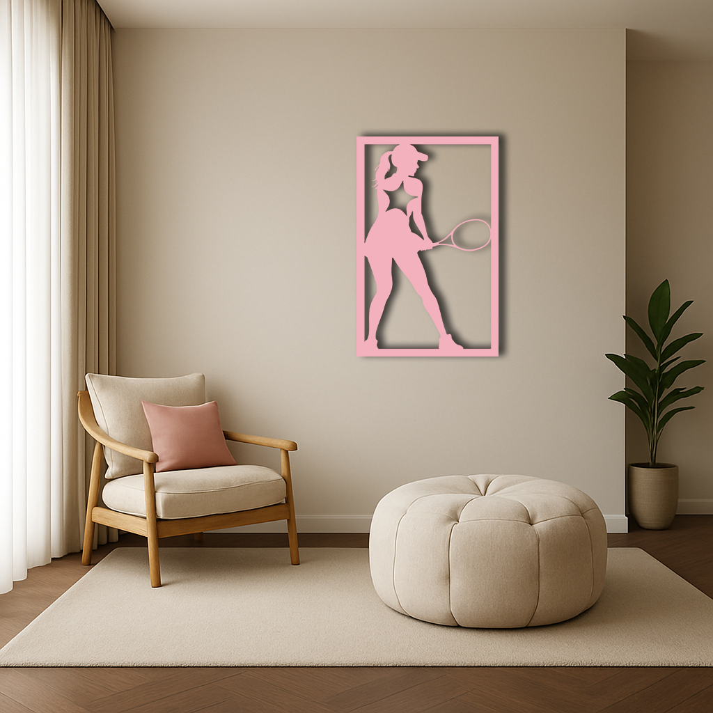 Tennis Player Silhouette Metal Wall Art – Pink Modern Sports Décor - KAFGP185 - Tampa Home & Garden Store