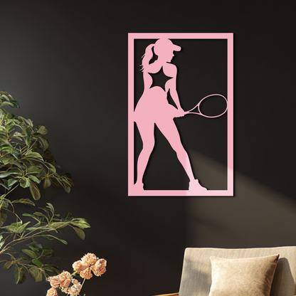 Tennis Player Silhouette Metal Wall Art – Pink Modern Sports Décor - KAFGP185 - Tampa Home & Garden Store