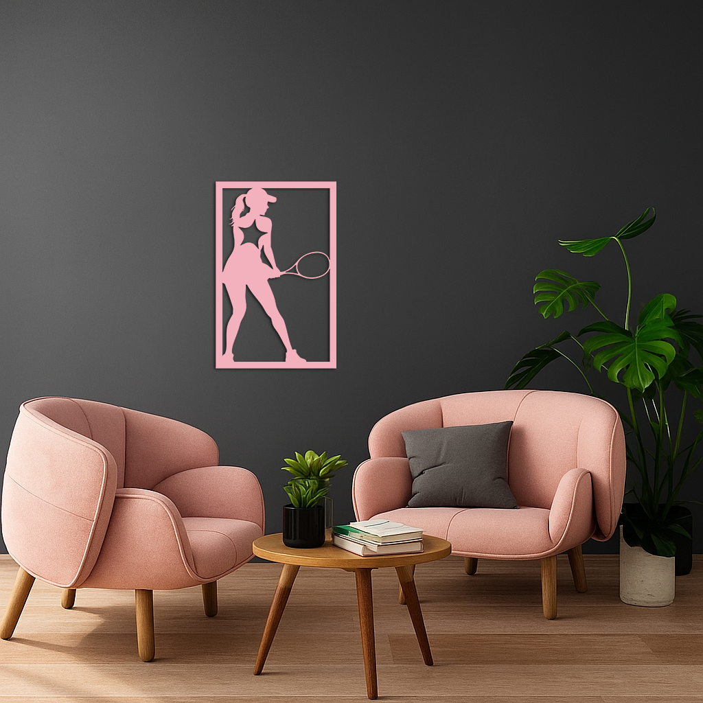 Tennis Player Silhouette Metal Wall Art – Pink Modern Sports Décor - KAFGP185 - Tampa Home & Garden Store