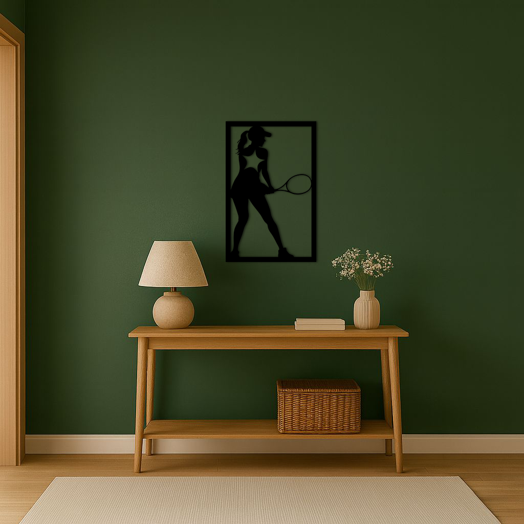 Tennis Player Silhouette Metal Wall Art – Pink Modern Sports Décor - KAFGP185 - Tampa Home & Garden Store