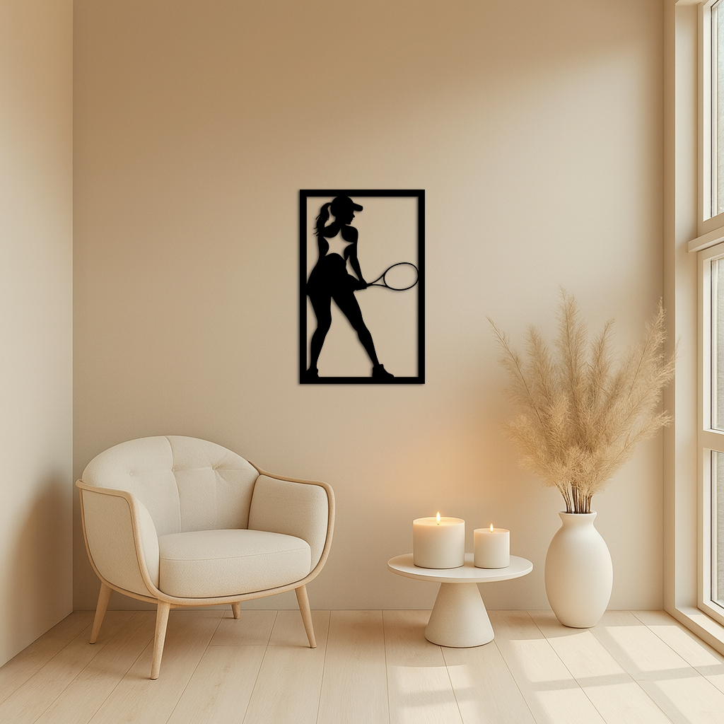Tennis Player Silhouette Metal Wall Art – Pink Modern Sports Décor - KAFGP185 - Tampa Home & Garden Store