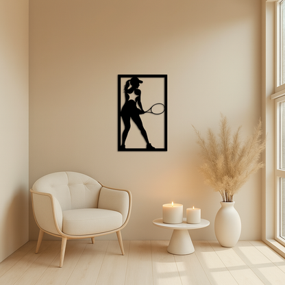 Tennis Player Silhouette Metal Wall Art – Pink Modern Sports Décor - KAFGP185 - Tampa Home & Garden Store