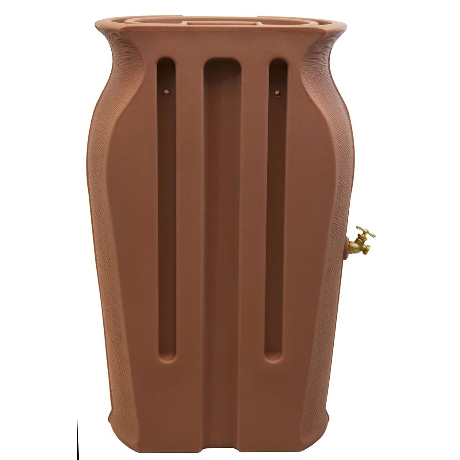 Terra Cotta 50-Gallon Plastic Urn Rain Barrel with Planter Top - Tampa Home & Garden Store
