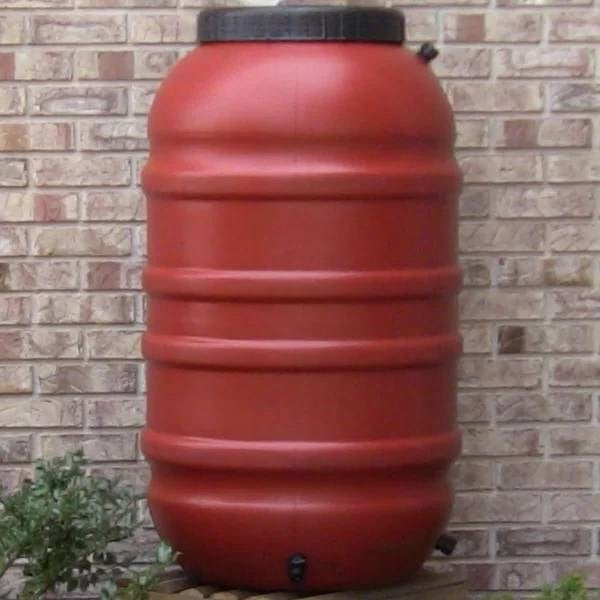 Terra Cotta Red HDPE Plastic 55-Gallon Rain Barrel with Spigot - Tampa Home & Garden Store
