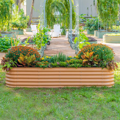 Cama de jardín elevada grande de 17" de alto, 9 en 1, modular de metal
