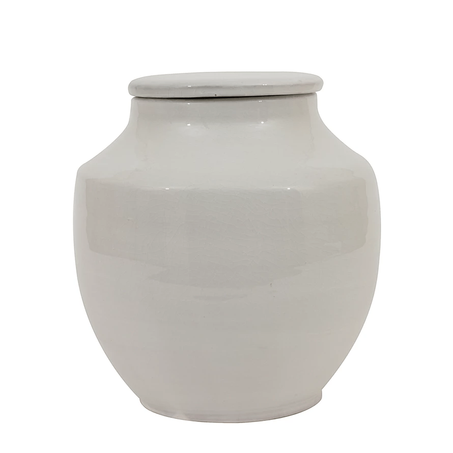 Terracotta Cachepot Jar in White Glaze, Short - Tampa Home & Garden Store
