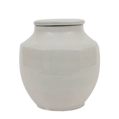 Terracotta Cachepot Jar in White Glaze, Short - Tampa Home & Garden Store