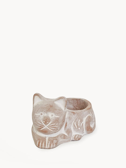 Terracotta Tea Light Candle Holder - Cat - Tampa Home & Garden Store