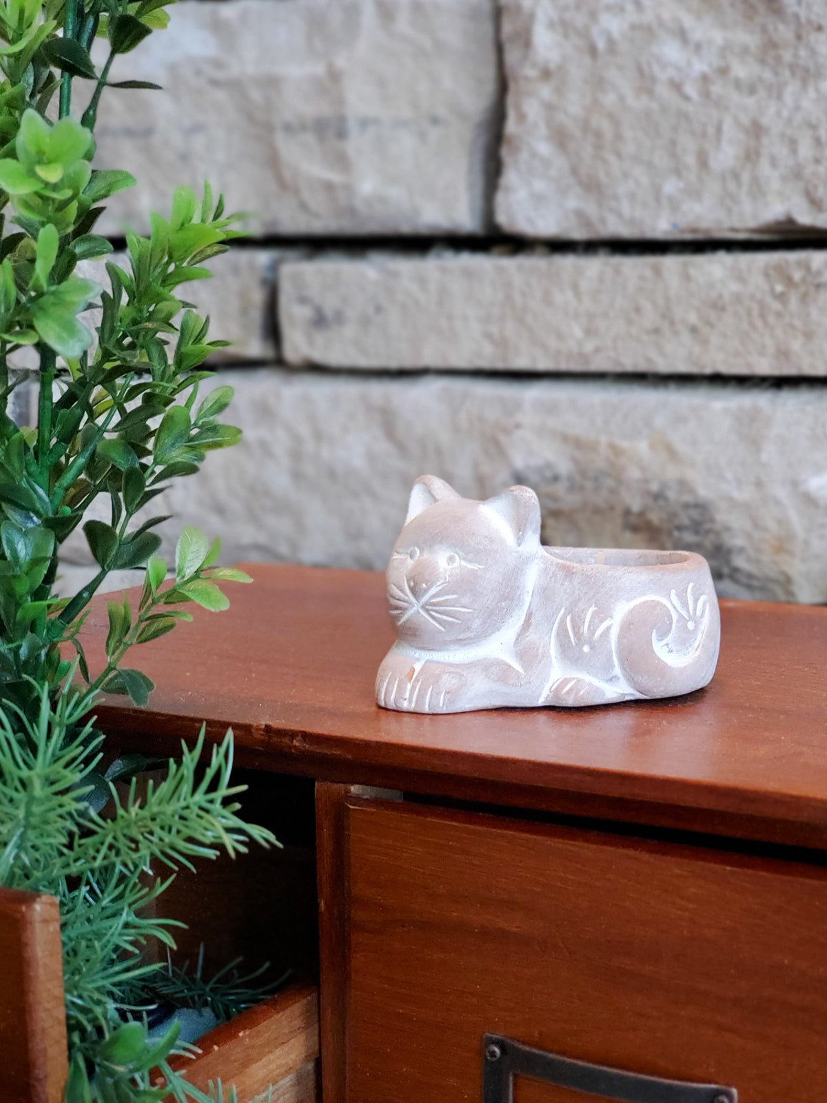 Terracotta Tea Light Candle Holder - Cat - Tampa Home & Garden Store