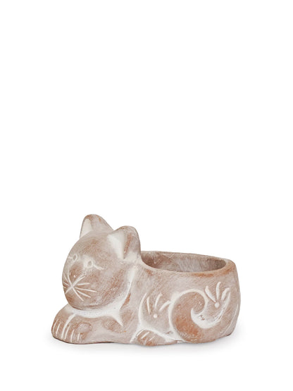 Terracotta Tea Light Candle Holder - Cat - Tampa Home & Garden Store