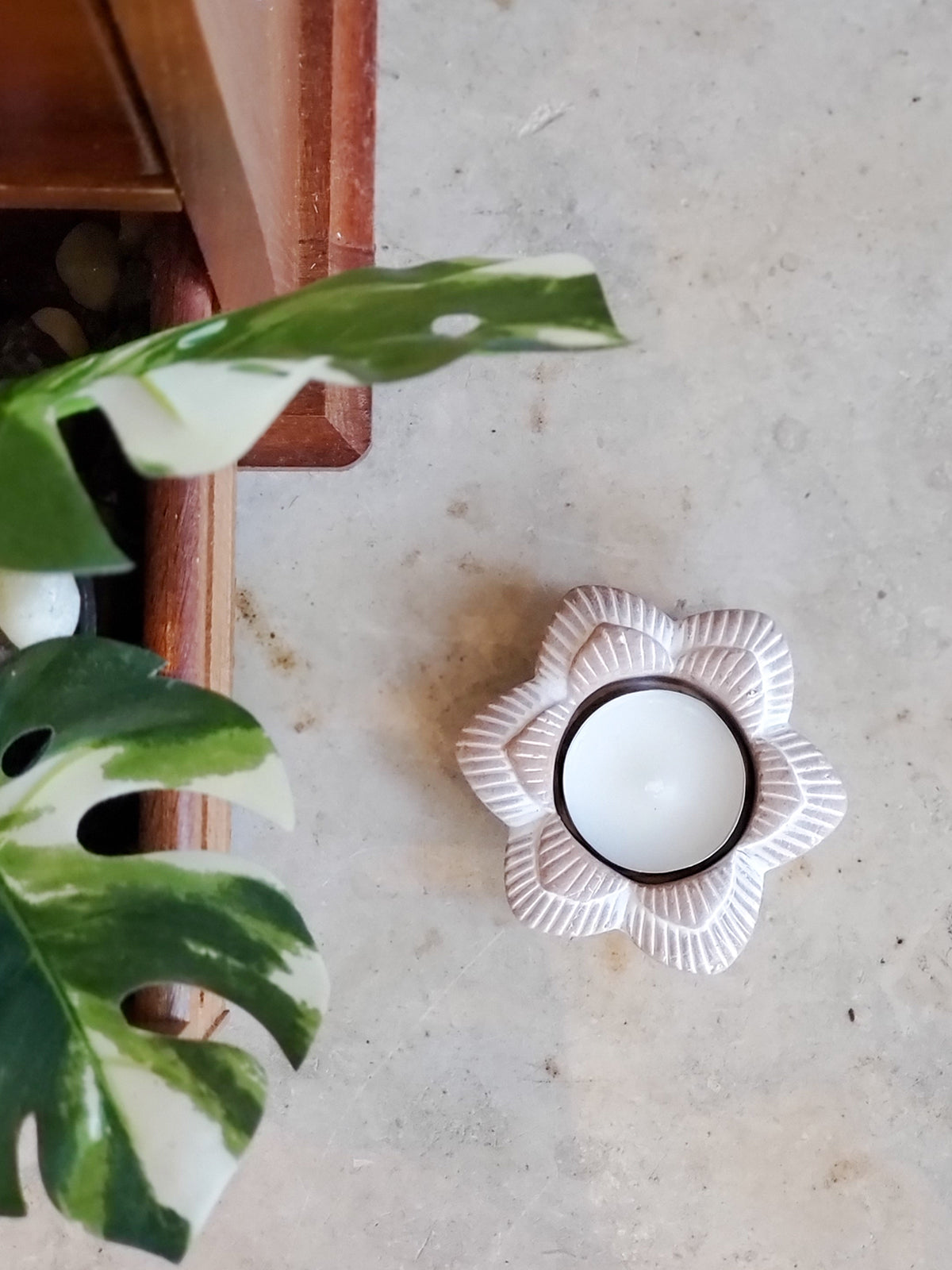 Terracotta Tea Light Candle Holder - Flower - Tampa Home & Garden Store