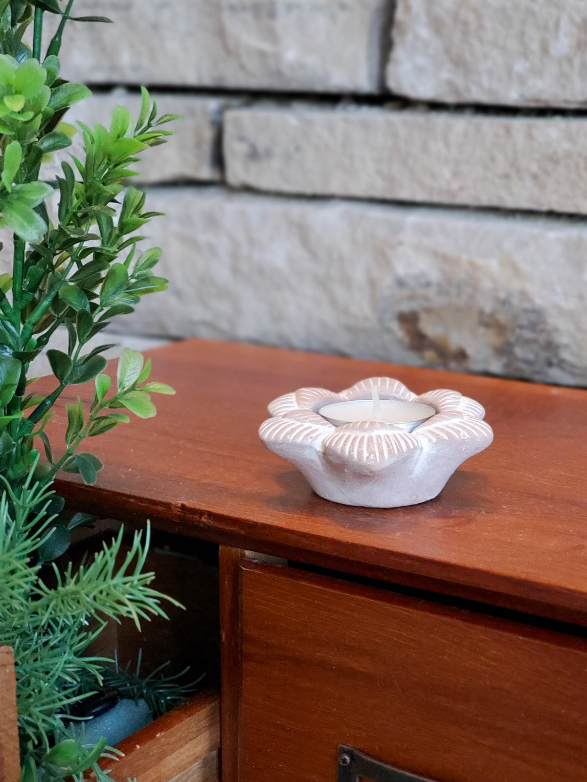 Terracotta Tea Light Candle Holder - Flower - Tampa Home & Garden Store