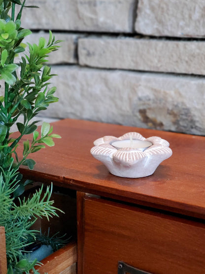 Terracotta Tea Light Candle Holder - Flower - Tampa Home & Garden Store