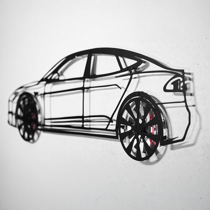 Tesla Model S Wall Art – Electric Car Steel Silhouette with Spinning Wheels-KAFMEKA045 - Tampa Home & Garden Store