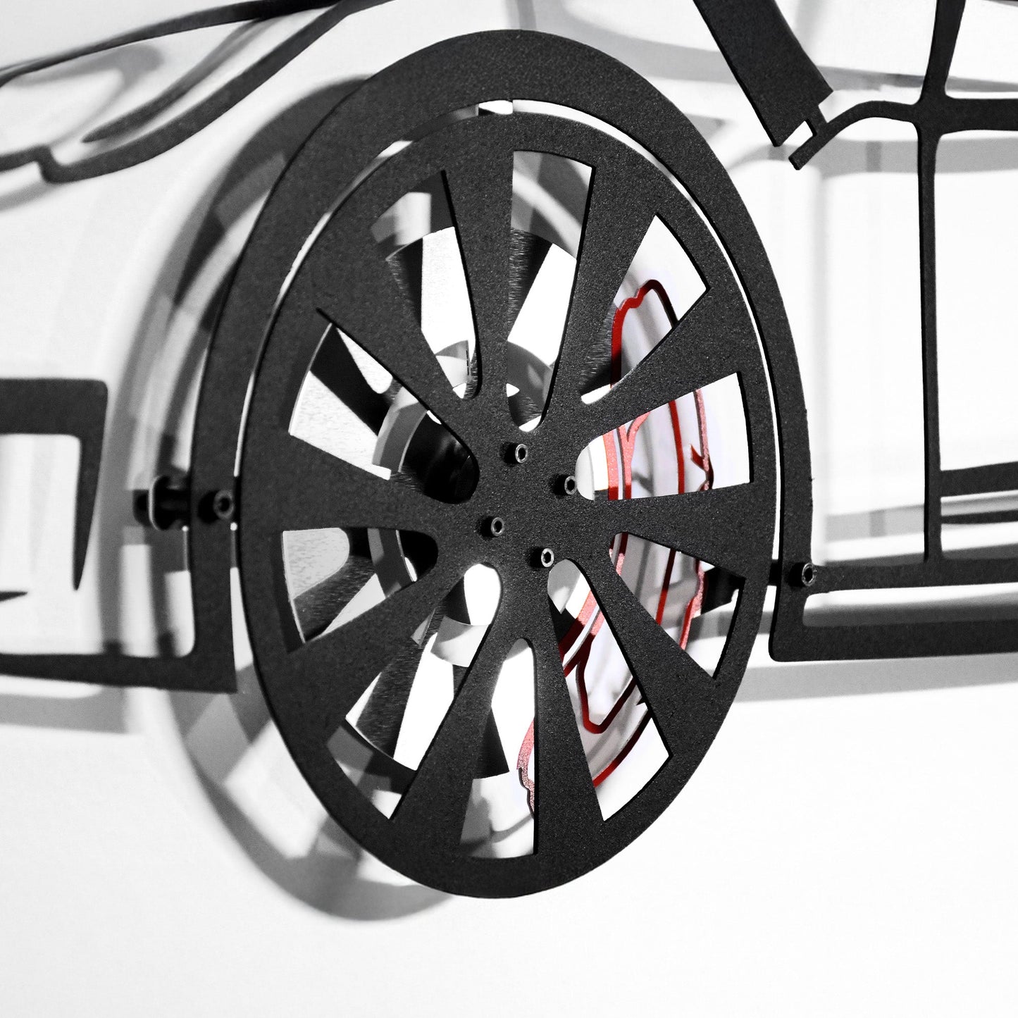 Tesla Model S Wall Art – Electric Car Steel Silhouette with Spinning Wheels-KAFMEKA045 - Tampa Home & Garden Store